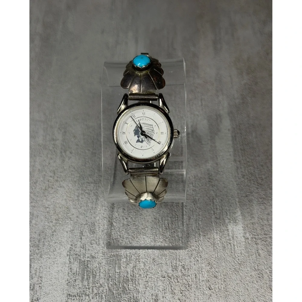 Southwest Traditions Julia Etsitty Sterling Turquoise Navajo Indian Head Watch